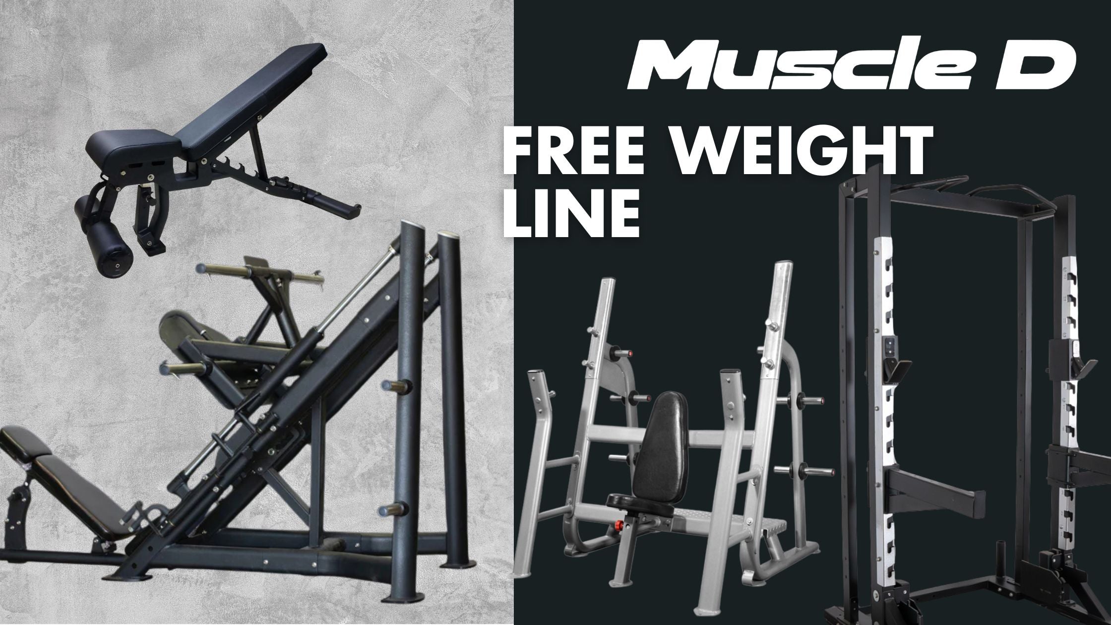 muscle d fitness free weight line with leg press racks and benches blog article cover