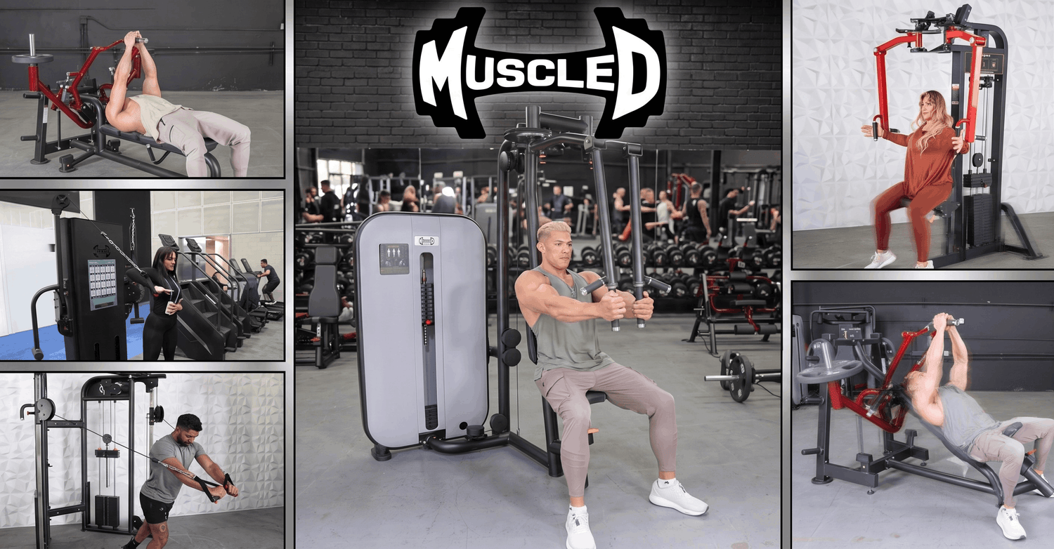 Various Pec Fly Machines in a gym setting.