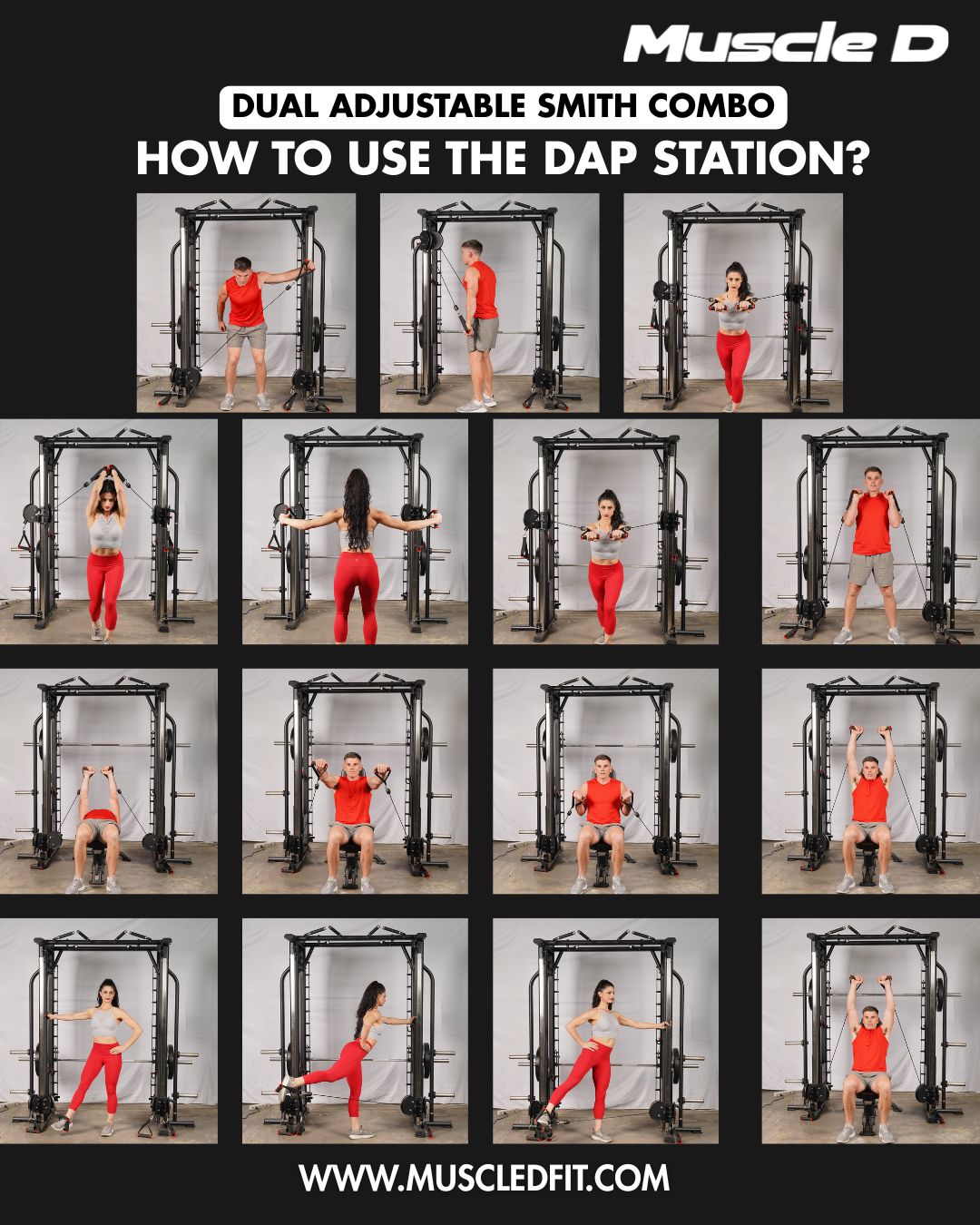 Muscle D Fitness Dual Adjustable Pulley Smith Combo – Full Body Trainer