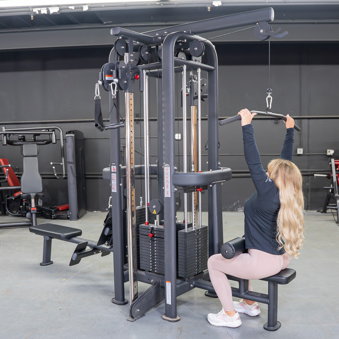 muscle d fitness standard 4 stack jungle gym black version lat pulldown station