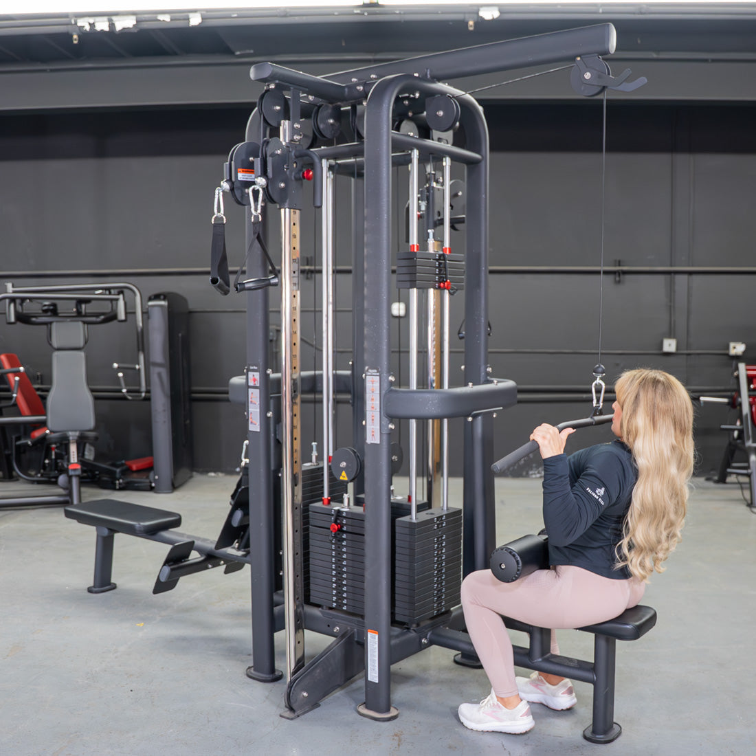 muscle d fitness standard 4 stack jungle gym black version lat pulldown station