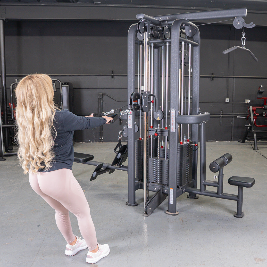 muscle d fitness standard 4 stack jungle gym black version double handle pulley station