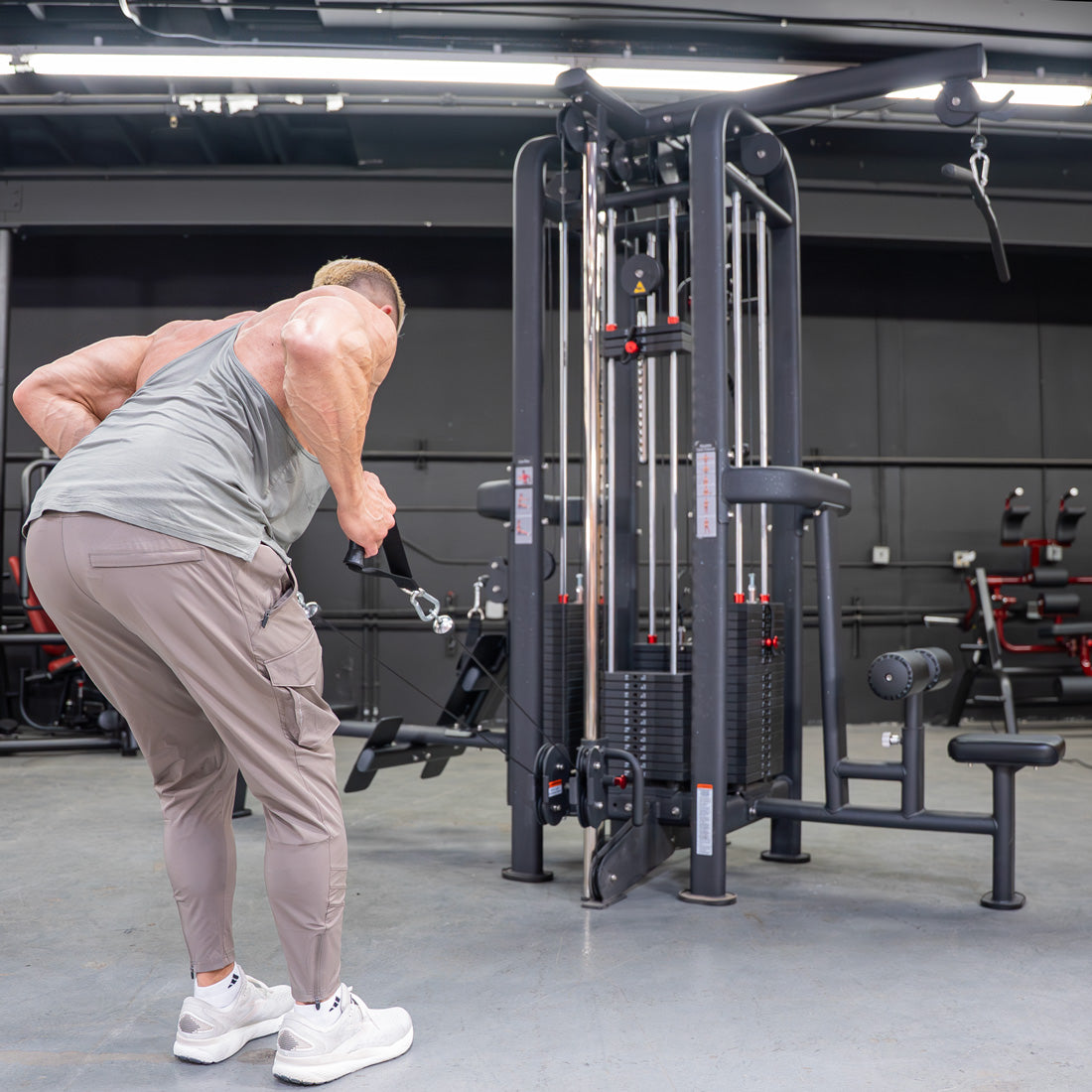 muscle d fitness standard 4 stack jungle gym black version double handle pulley station