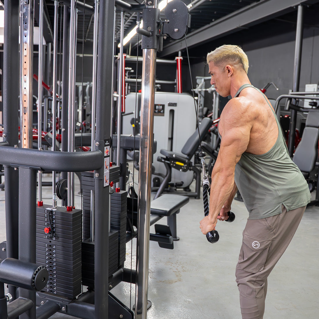 muscle d fitness standard 4 stack jungle gym black version single handle pulley station