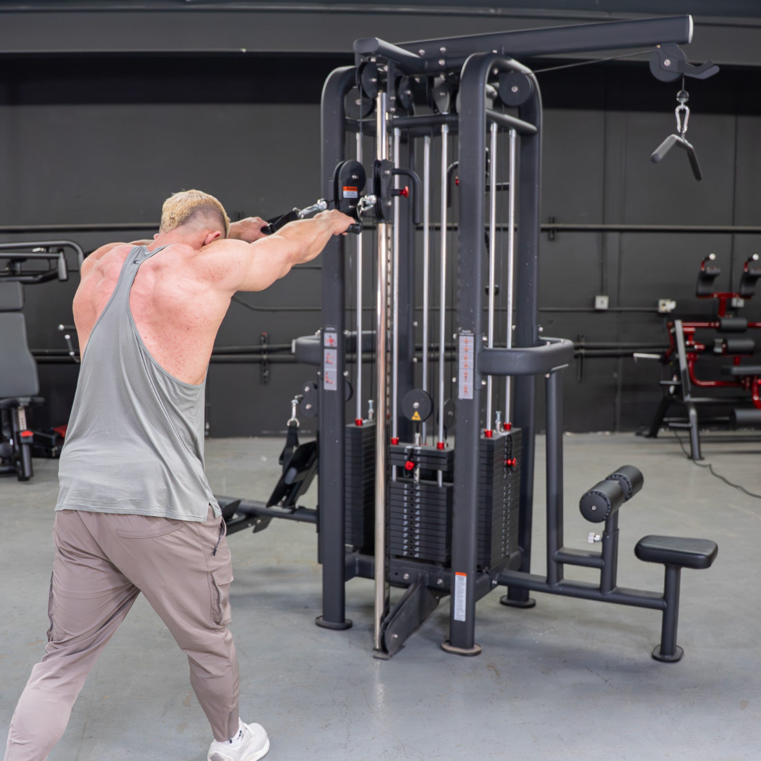 muscle d fitness standard 4 stack jungle gym black version double handle pulley station