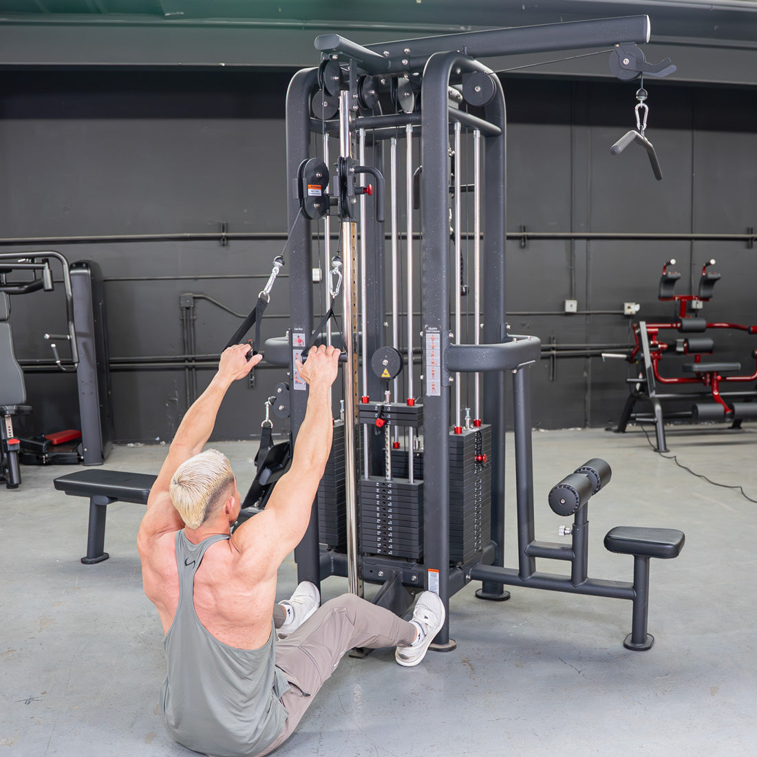 muscle d fitness standard 4 stack jungle gym black version double handle pulley station