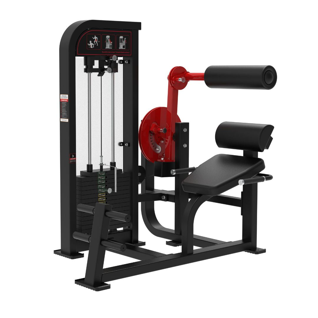 Classic V2 Selector Back Ab Combo machine with black and red design on a white background