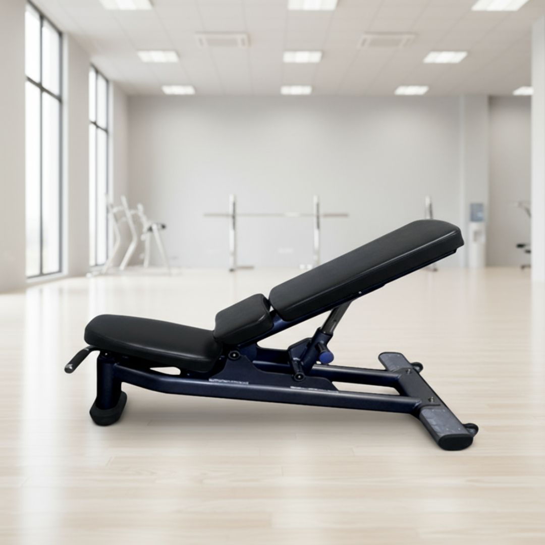 Deluxe Adjustable Bench - Muscle D Fitness - Adjustable Moveable Padded Bench Black Silver