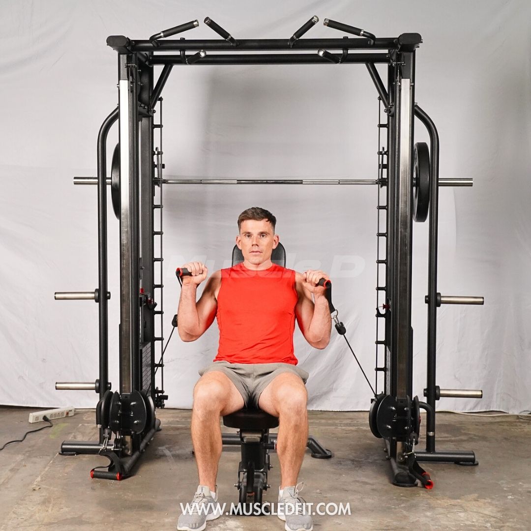 Muscle D Fitness Dual Adjustable Pulley Smith Combo – Full Body Trainer