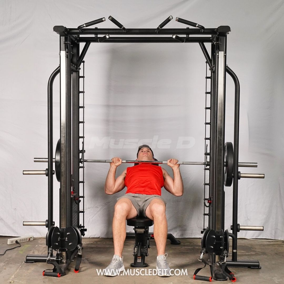 Muscle D Fitness Dual Adjustable Pulley Smith Combo – Full Body Trainer