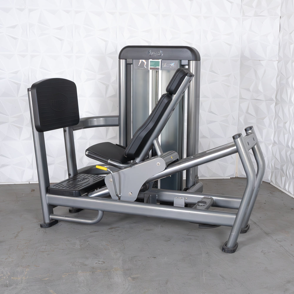commercial black and dark grey selectorized leg press calf raise combo machine