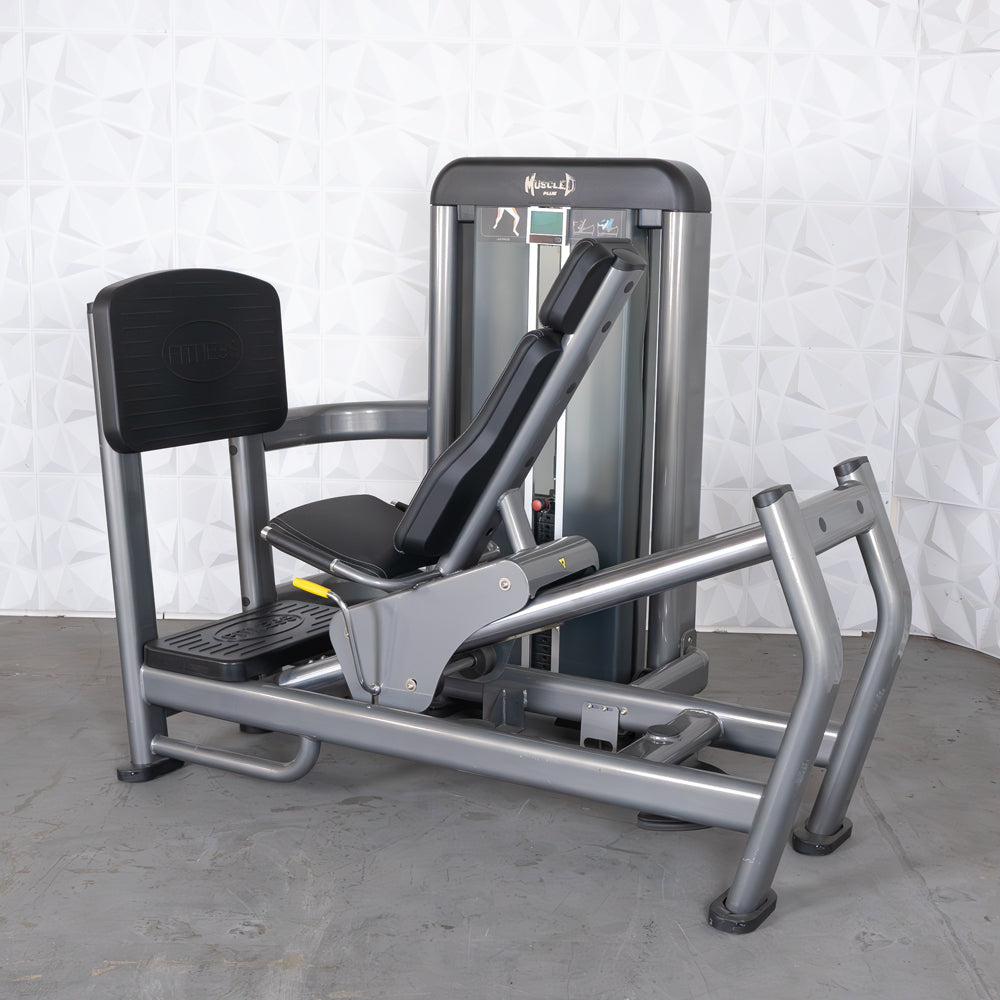 commercial black and dark grey selectorized leg press calf raise combo machine