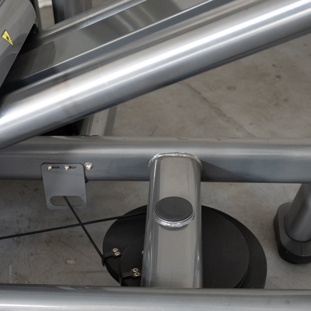 commercial black and dark grey selectorized leg press calf raise combo machine detail