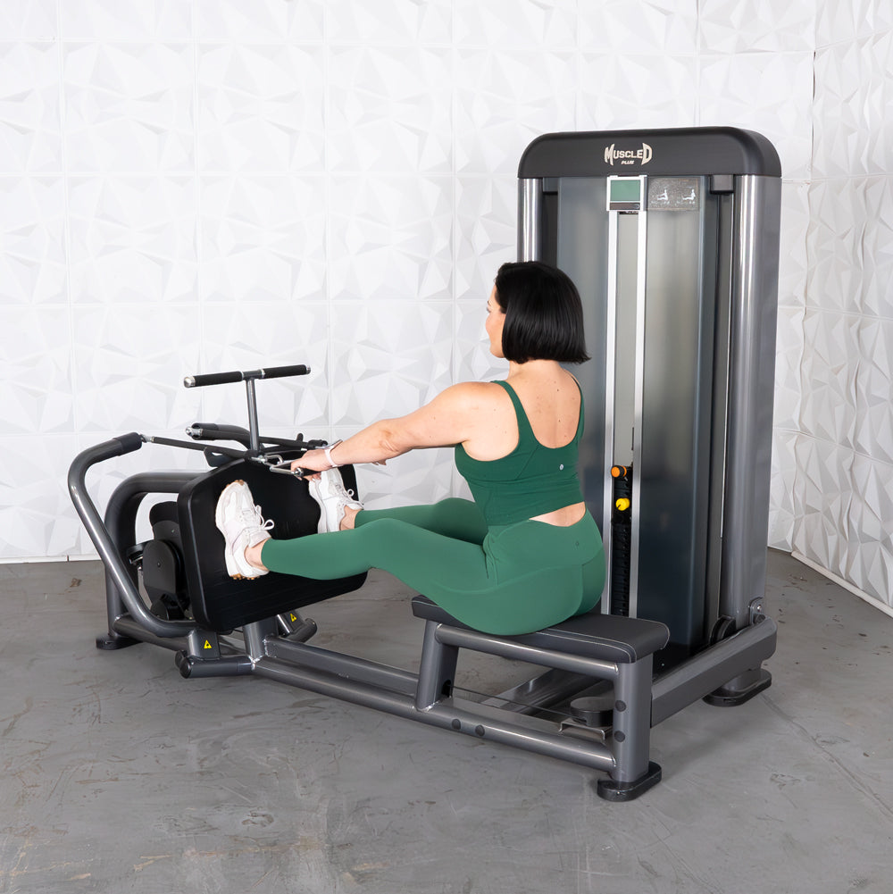 commercial black and dark grey selectorized long pull row machine