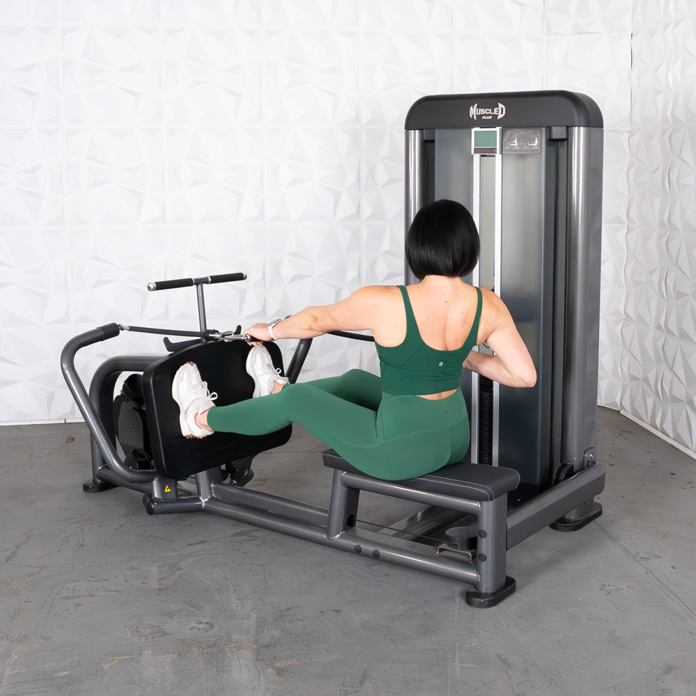 commercial black and dark grey selectorized long pull row machine