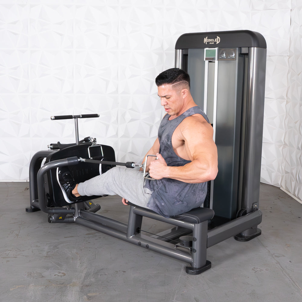 commercial black and dark grey selectorized long pull row machine