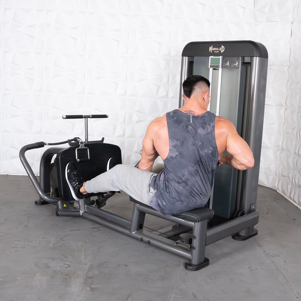 commercial black and dark grey selectorized long pull row machine