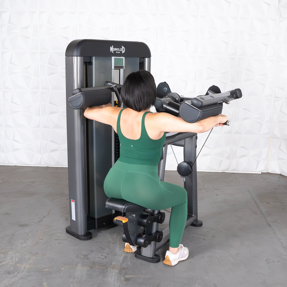 commercial black and dark grey selectorized side lateral machine