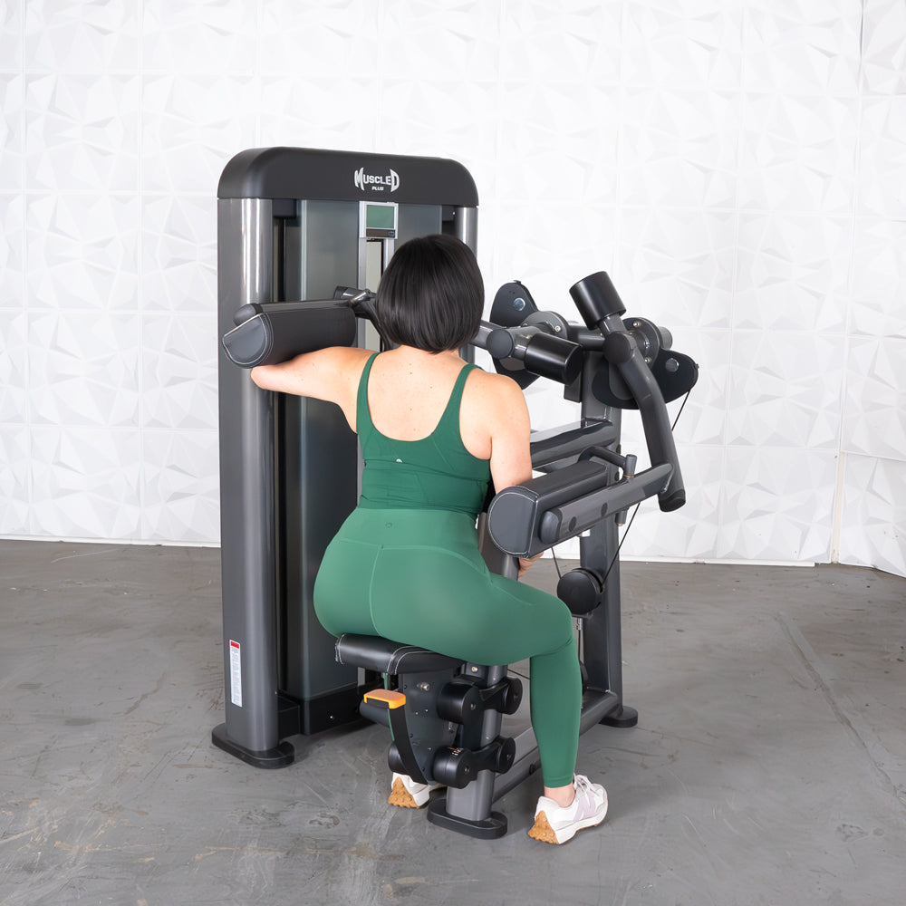 commercial black and dark grey selectorized side lateral machine