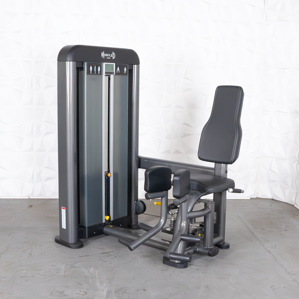 commercial selectorized black and dark grey inner thigh machine