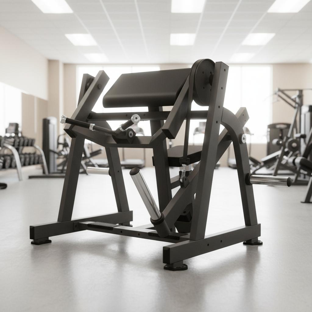 Excel Leverage Biceps Curl machine in a fitness center with other equipment in the background
