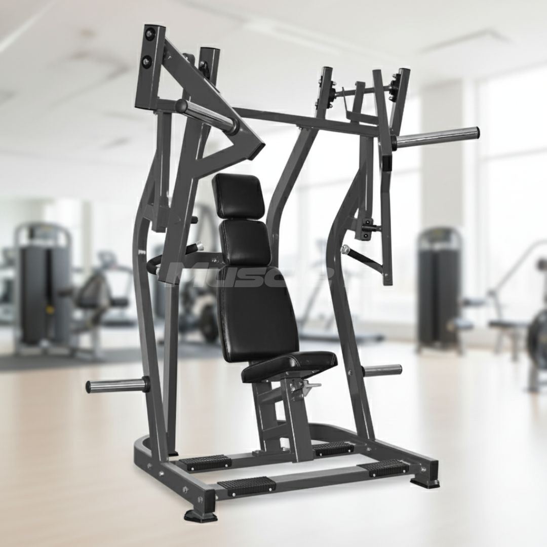 Excel Leverage Iso Lateral Bench Press machine in a fitness center setting