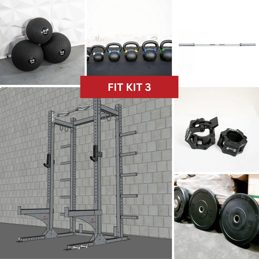 TGrip Commercial Half Rack Complete Kit - 3x3 Steel - Functional Multi-Grip Pull-Up - Bar & Plate Storage - J-Hooks