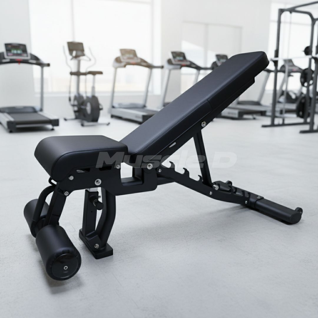 Flat Incline Decline Bench - Muscle D Fitness - 11 Gauge Steel - Commercial Upholstery - Decline Abdominal Trainer