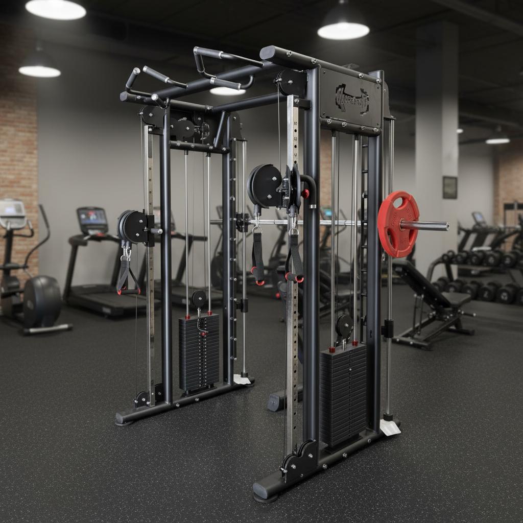Muscle D Fitness Dual Adjustable Pulley Smith Combo – Full Body Trainer