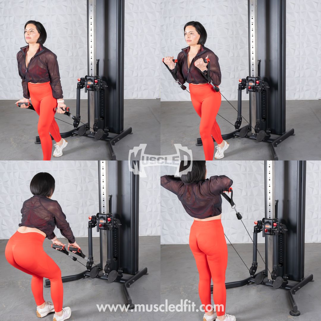 black dual adjustable functional trainer with two hundred pound weight stack