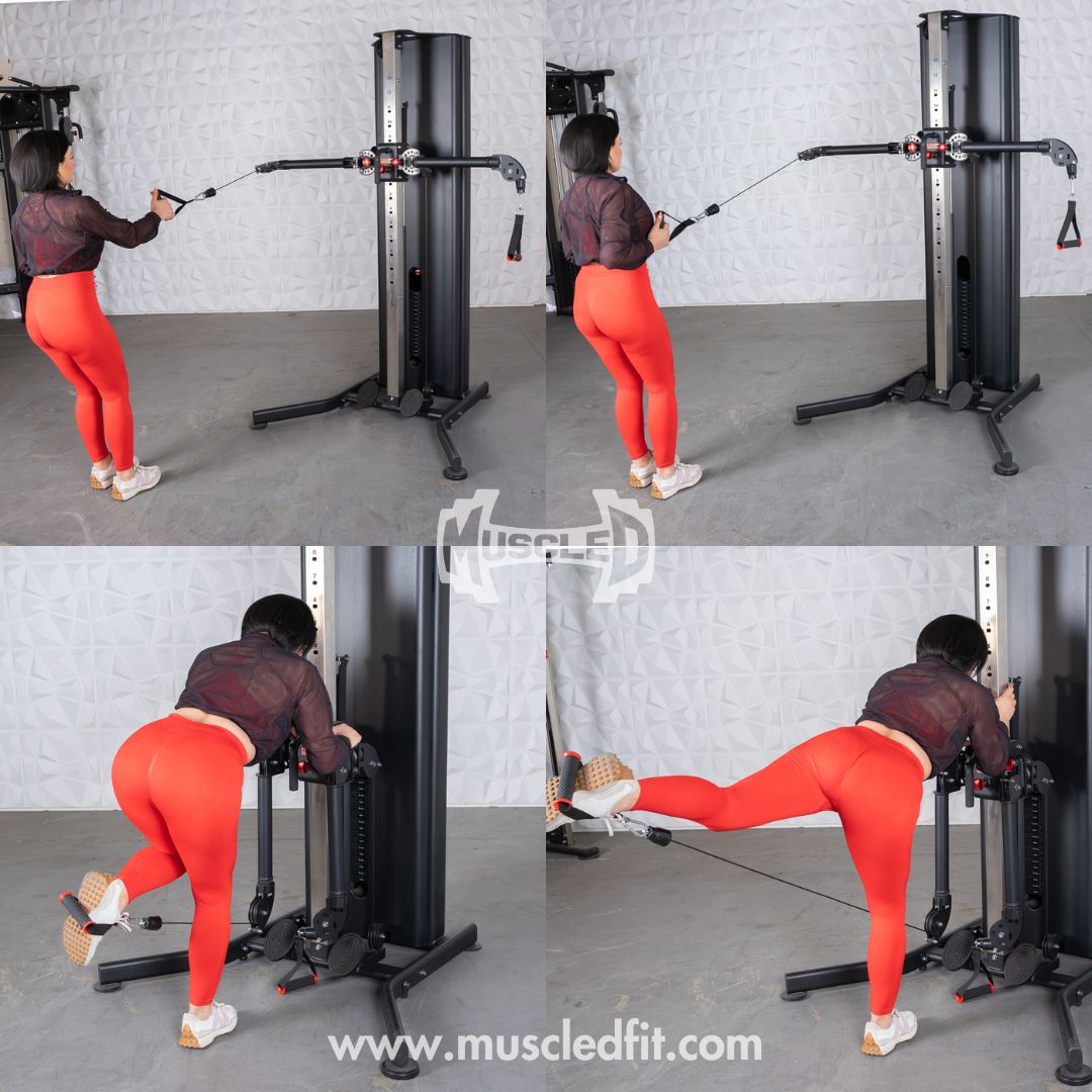 black dual adjustable functional trainer with two hundred pound weight stack