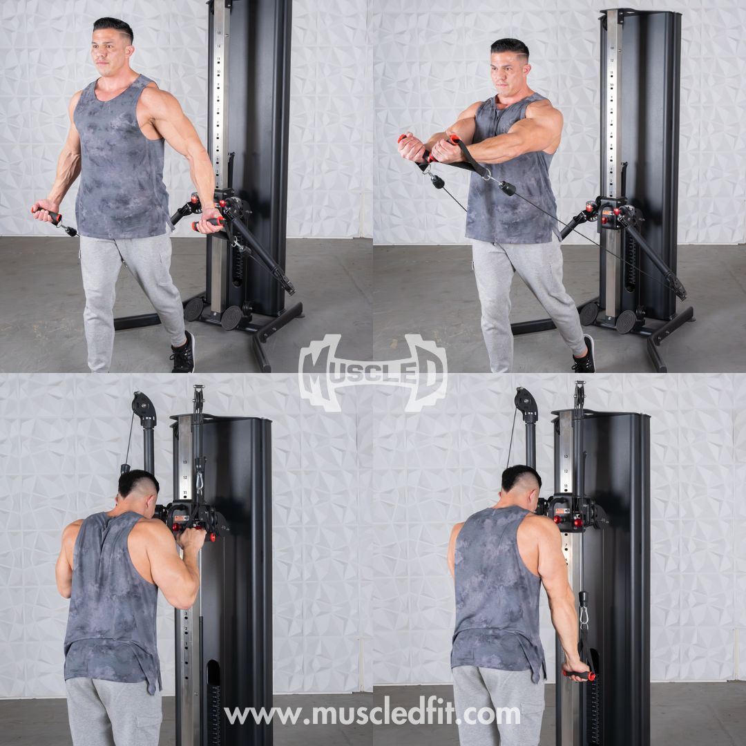 black dual adjustable functional trainer with two hundred pound weight stack