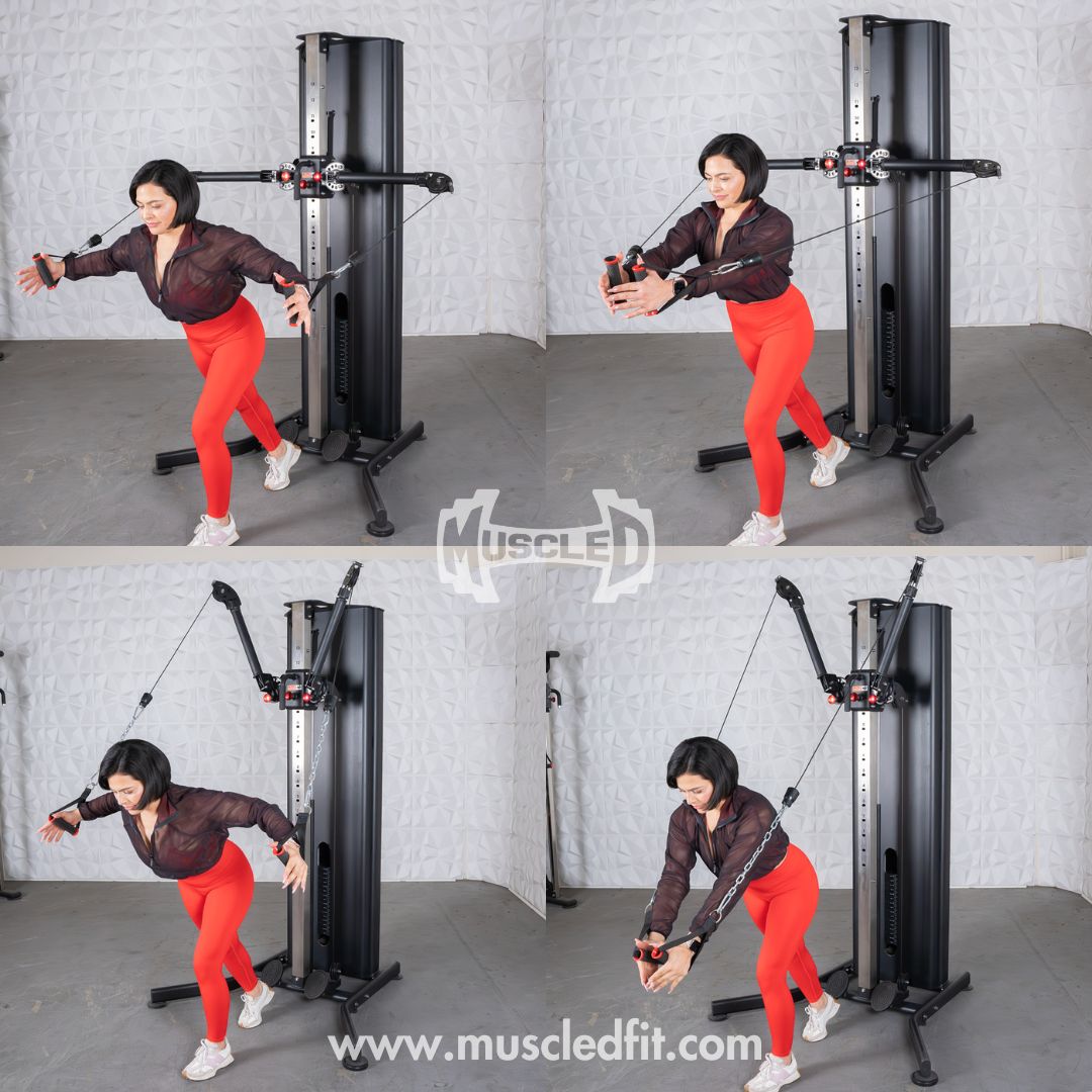 black dual adjustable functional trainer with two hundred pound weight stack