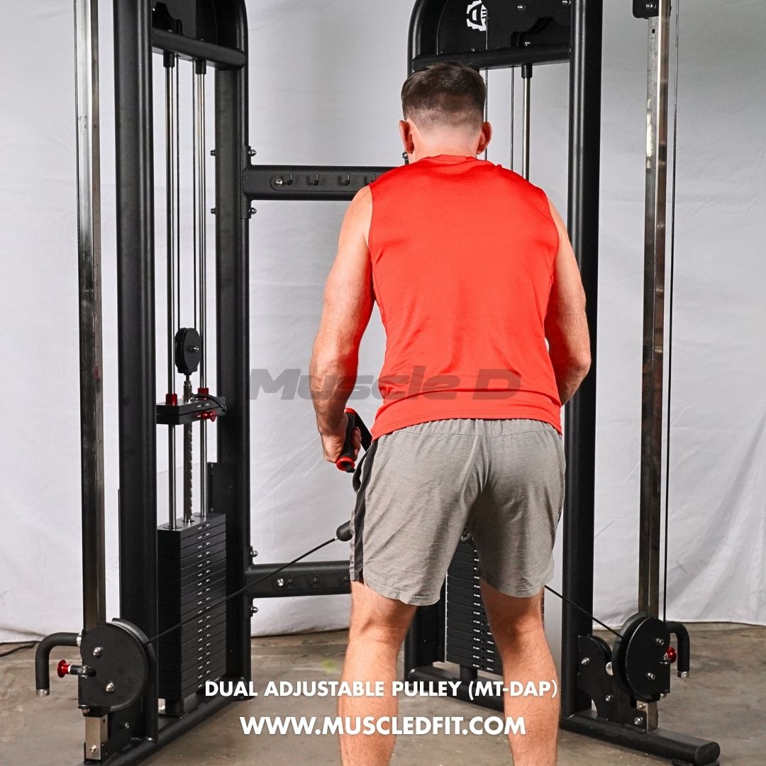 Muscle D Fitness 88" Dual Adjustable Pulley – Compact Cable Machine
