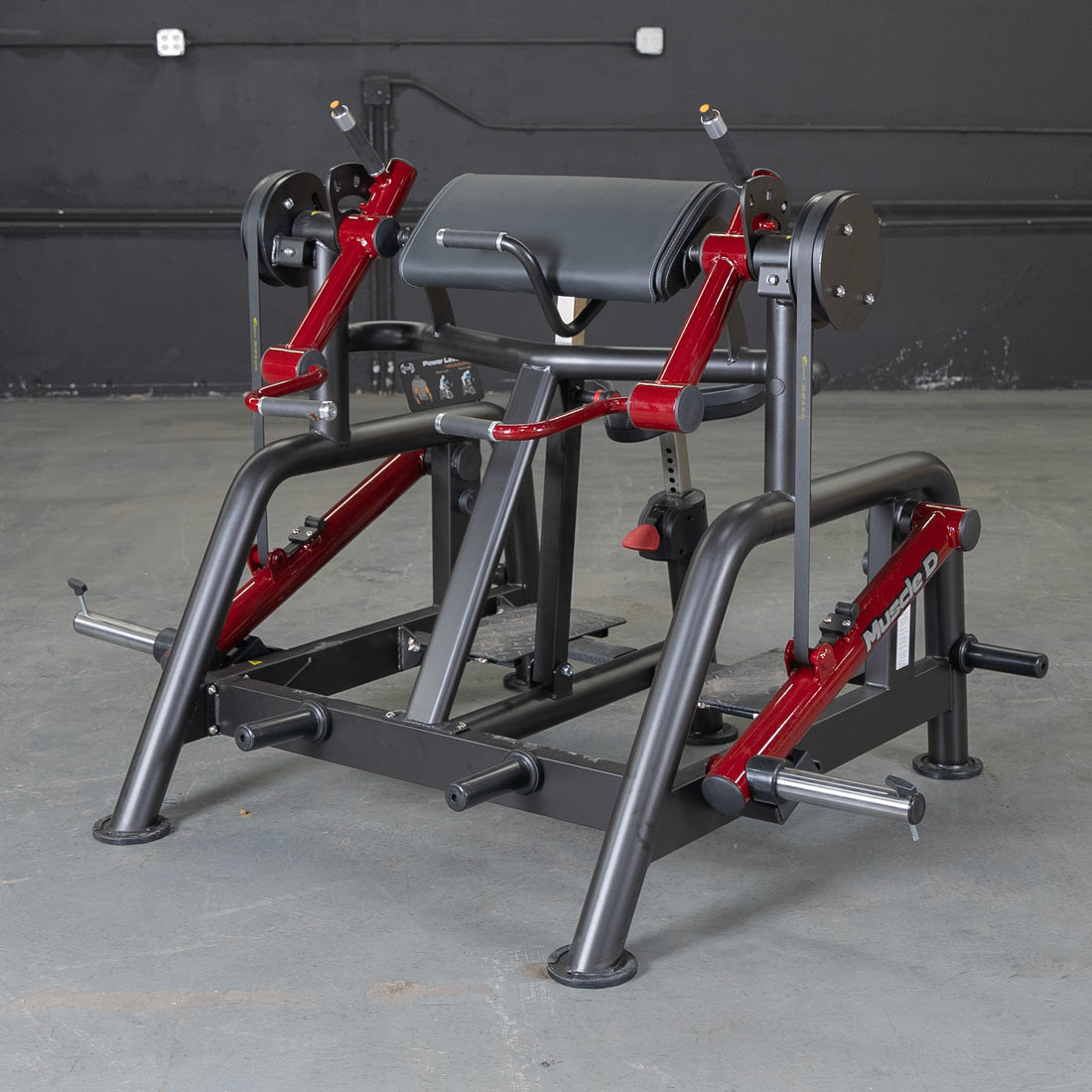 muscle d fitness commercial plate loaded black and maroon power leverage v2 iso lateral biceps curl machine