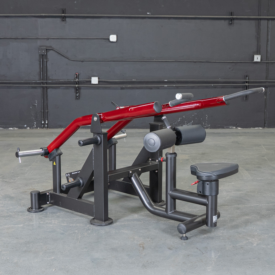 muscle d fitness commercial plate loaded black and maroon power leverage v2 iso lateral dip machine