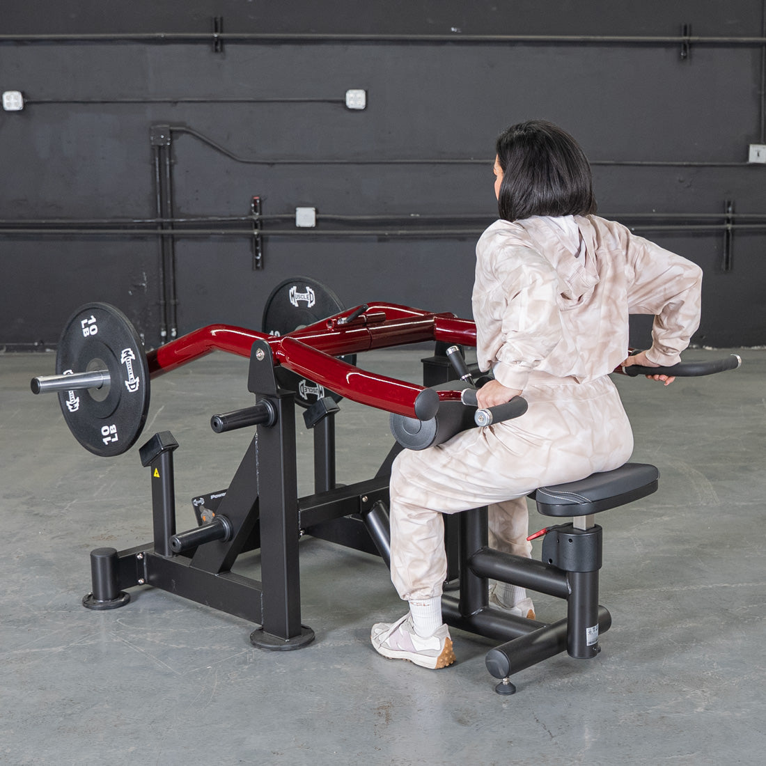 muscle d fitness commercial plate loaded black and maroon power leverage v2 iso lateral dip machine