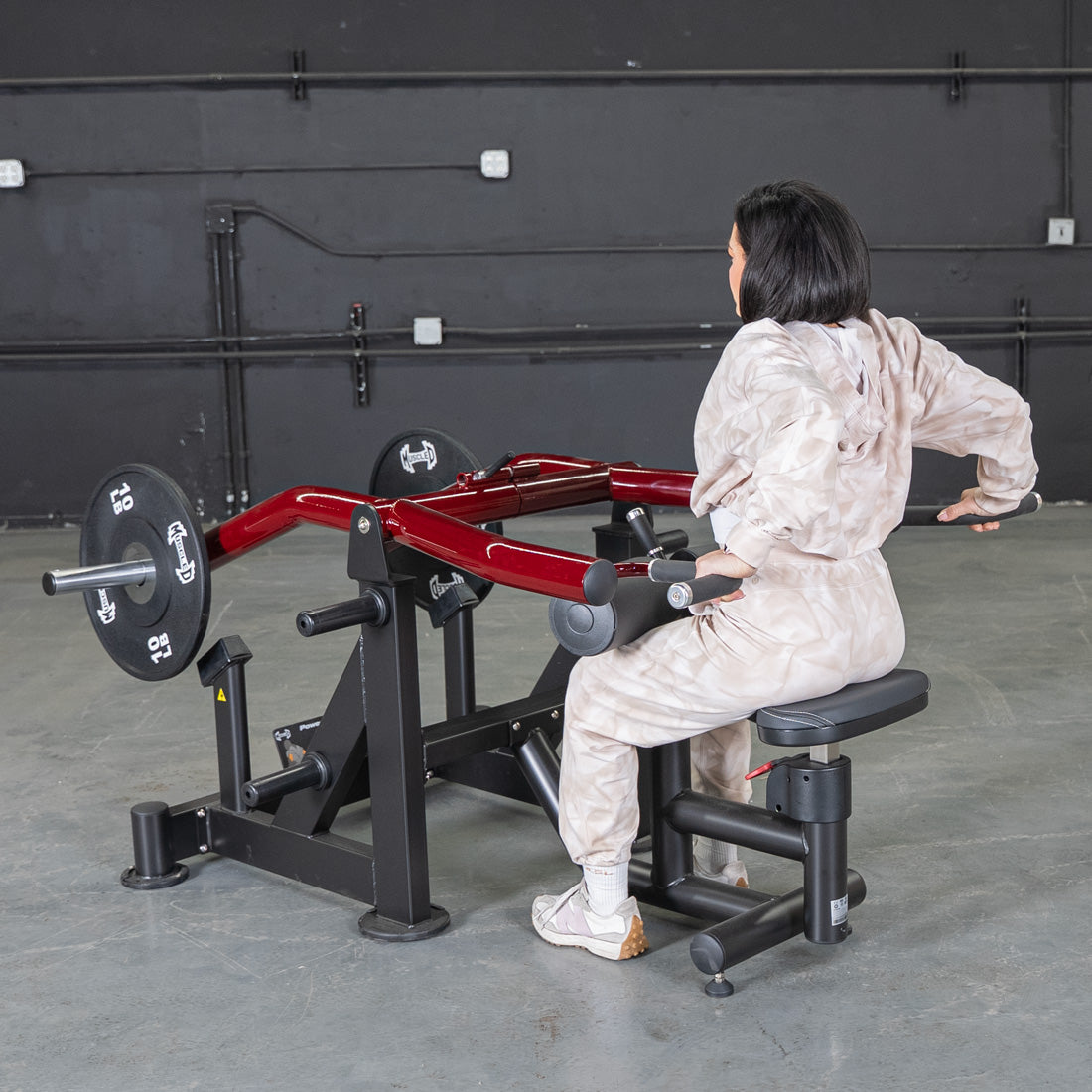 muscle d fitness commercial plate loaded black and maroon power leverage v2 iso lateral dip machine