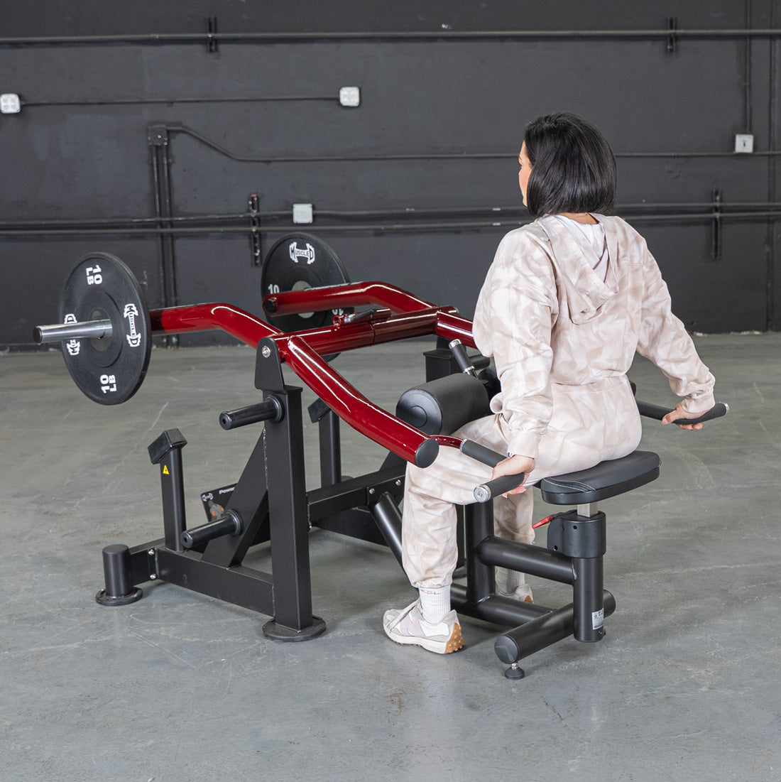 muscle d fitness commercial plate loaded black and maroon power leverage v2 iso lateral dip machine