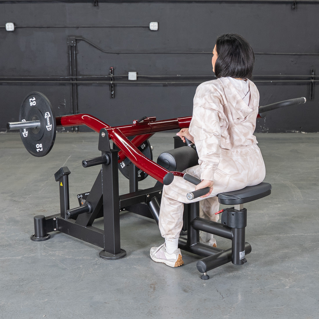 muscle d fitness commercial plate loaded black and maroon power leverage v2 iso lateral dip machine