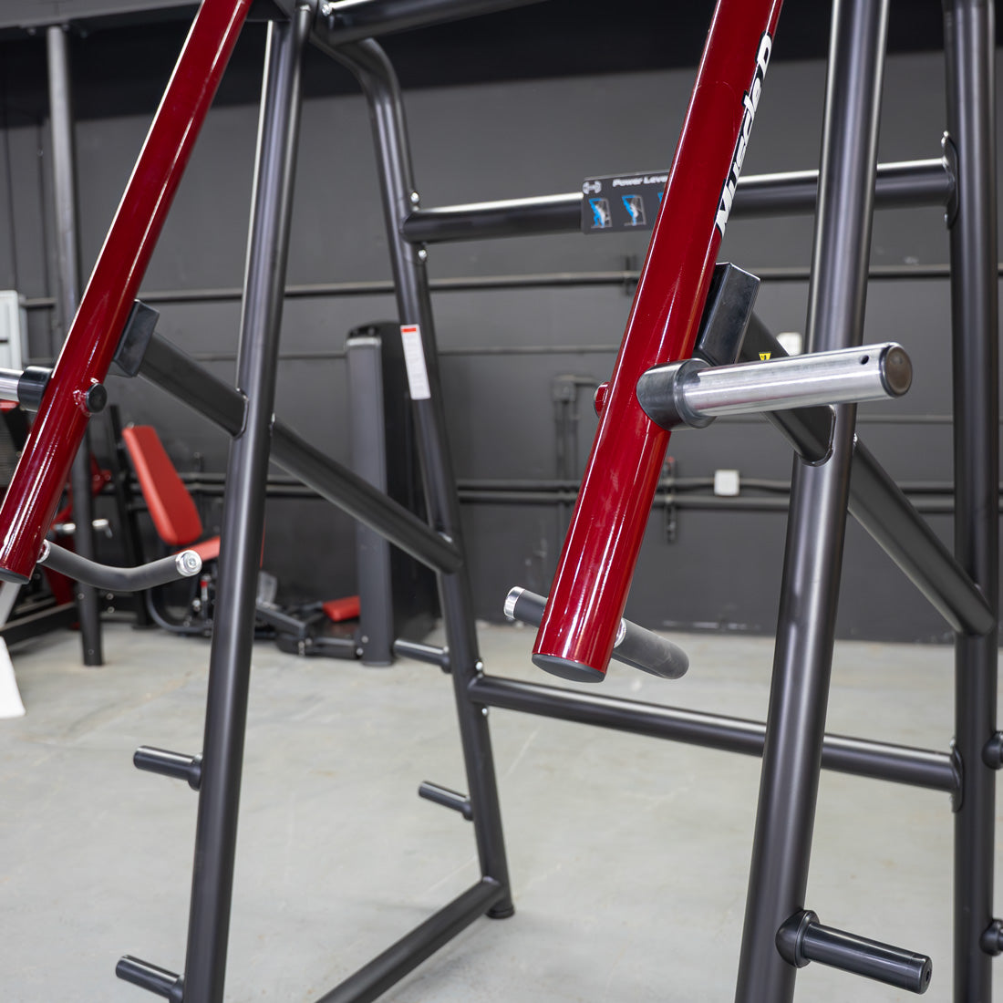 muscle d fitness commercial plate loaded black and maroon power leverage v2 iso lateral jammer machine detail