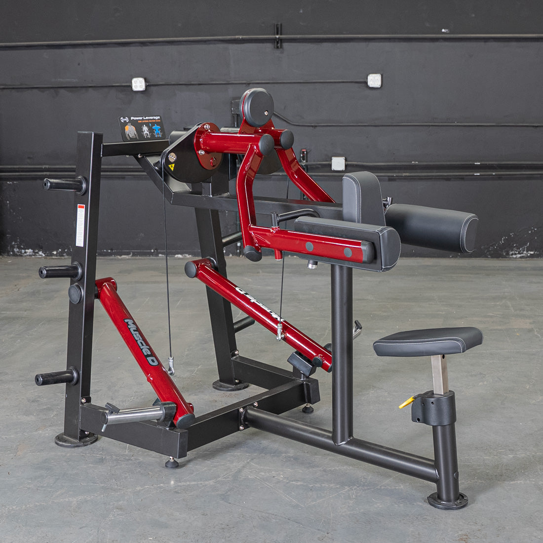 muscle d fitness commercial plate loaded black and maroon power leverage v2 iso lateral raise machine