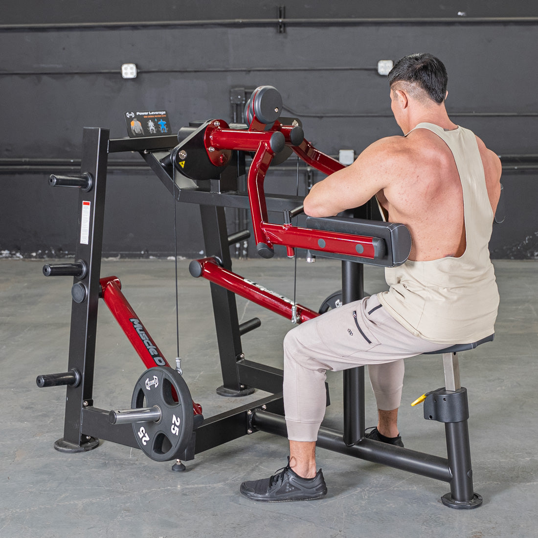 muscle d fitness commercial plate loaded black and maroon power leverage v2 iso lateral raise machine