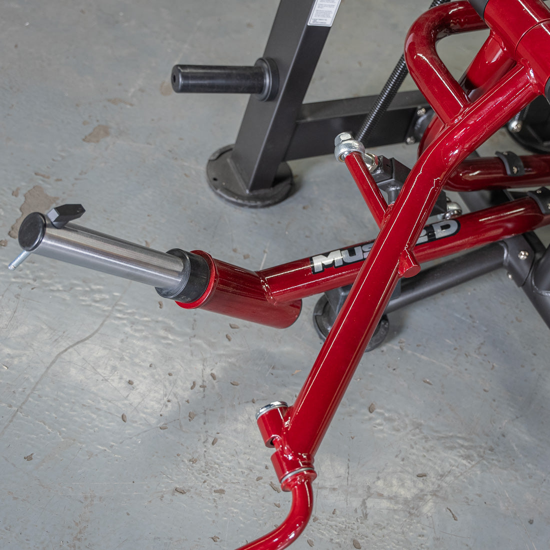 muscle d fitness commercial plate loaded black and maroon power leverage v2 lying pec fly machine detail