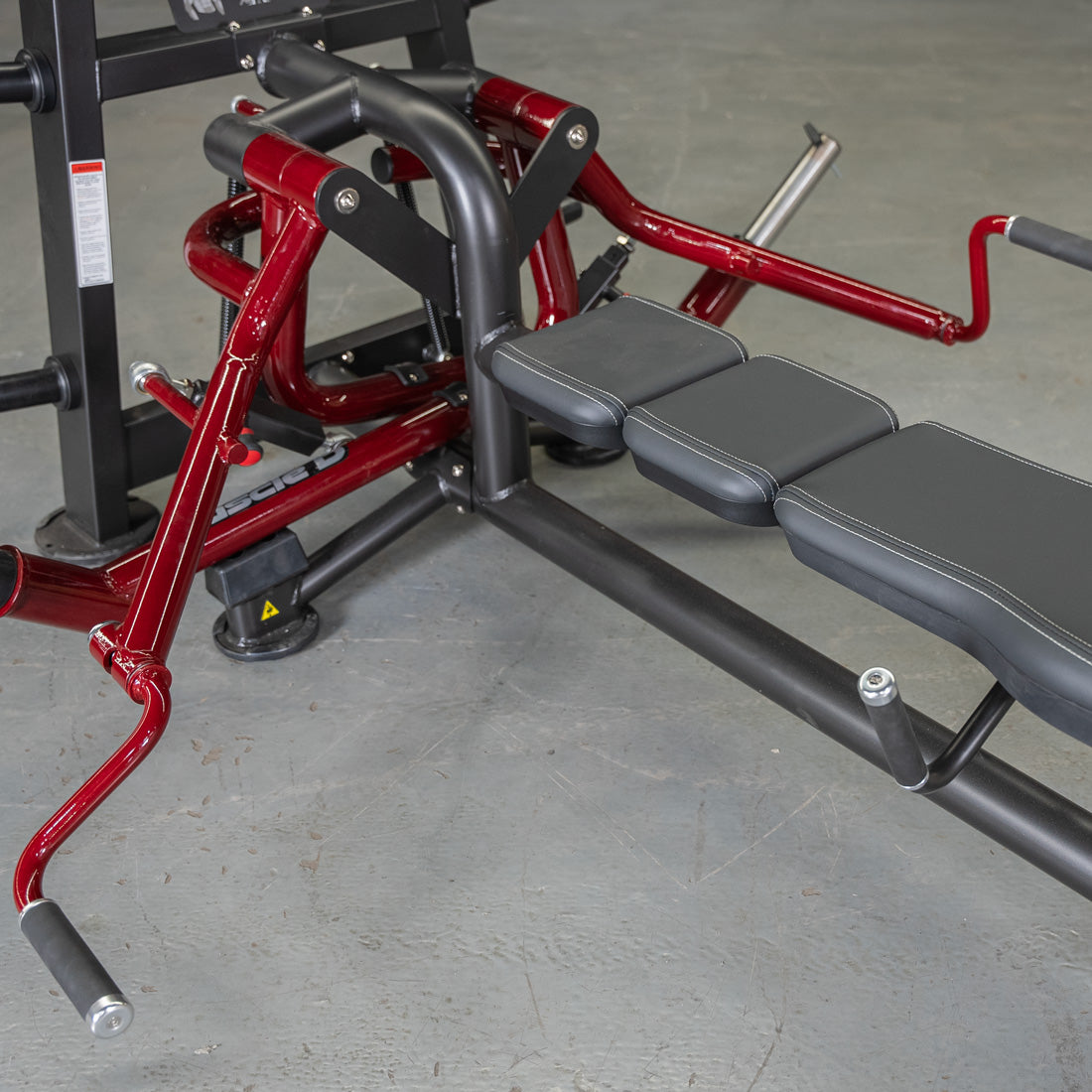 muscle d fitness commercial plate loaded black and maroon power leverage v2 lying pec fly machine detail