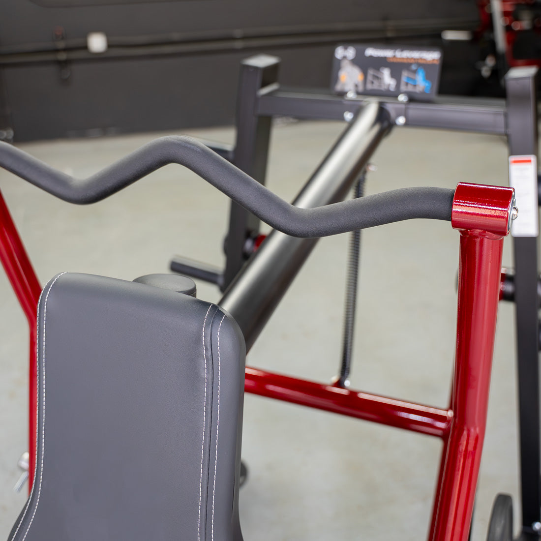 muscle d fitness commercial plate loaded power leverage v2 black and maroon overhead triceps machine detail