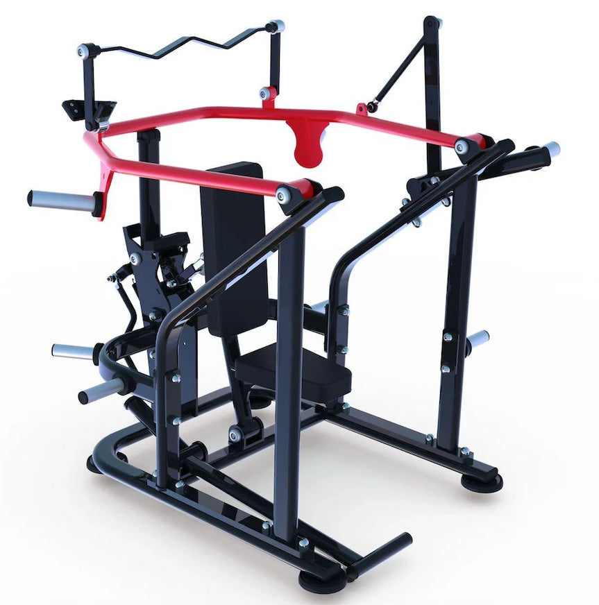 muscle d fitness commercial plate loaded pro strength black and maroon overhead triceps extension with plate storage