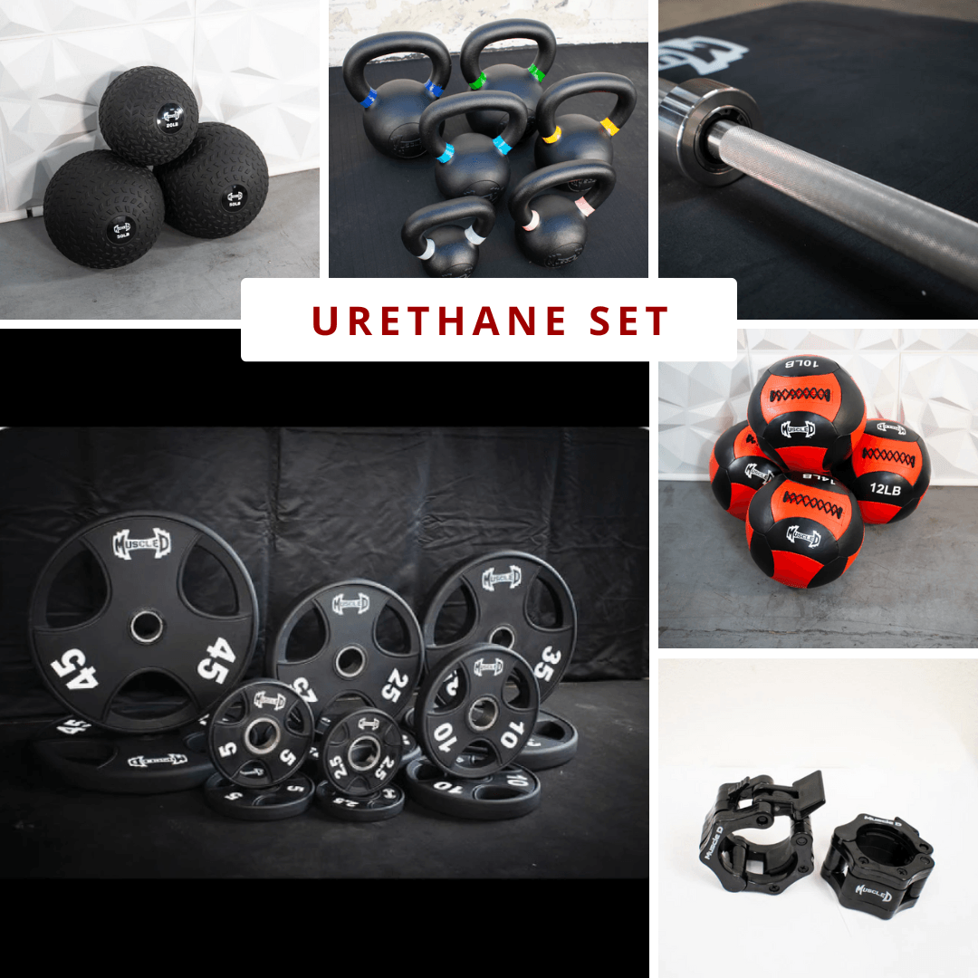 Complete Strength Training Kit Hard Chrome Bar Weight Plates Hom Muscle D Fitness
