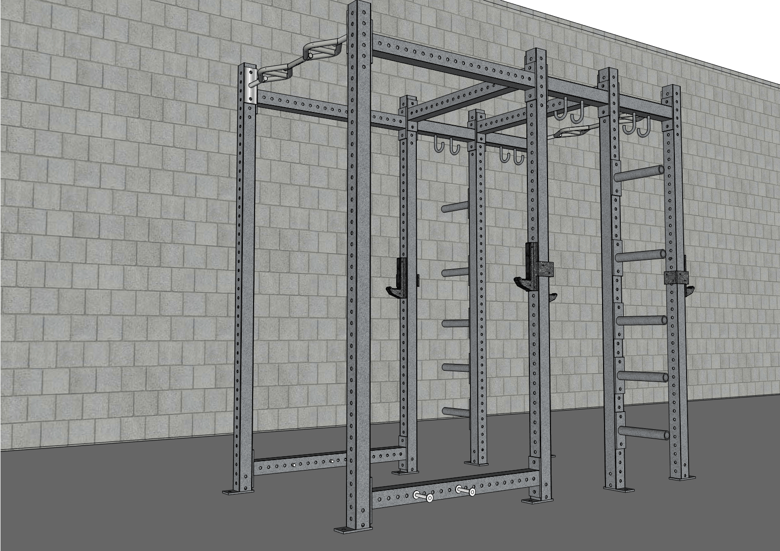 TGrip Rack and a Half with TGrip Pull-Up bars in an industrial setting.
