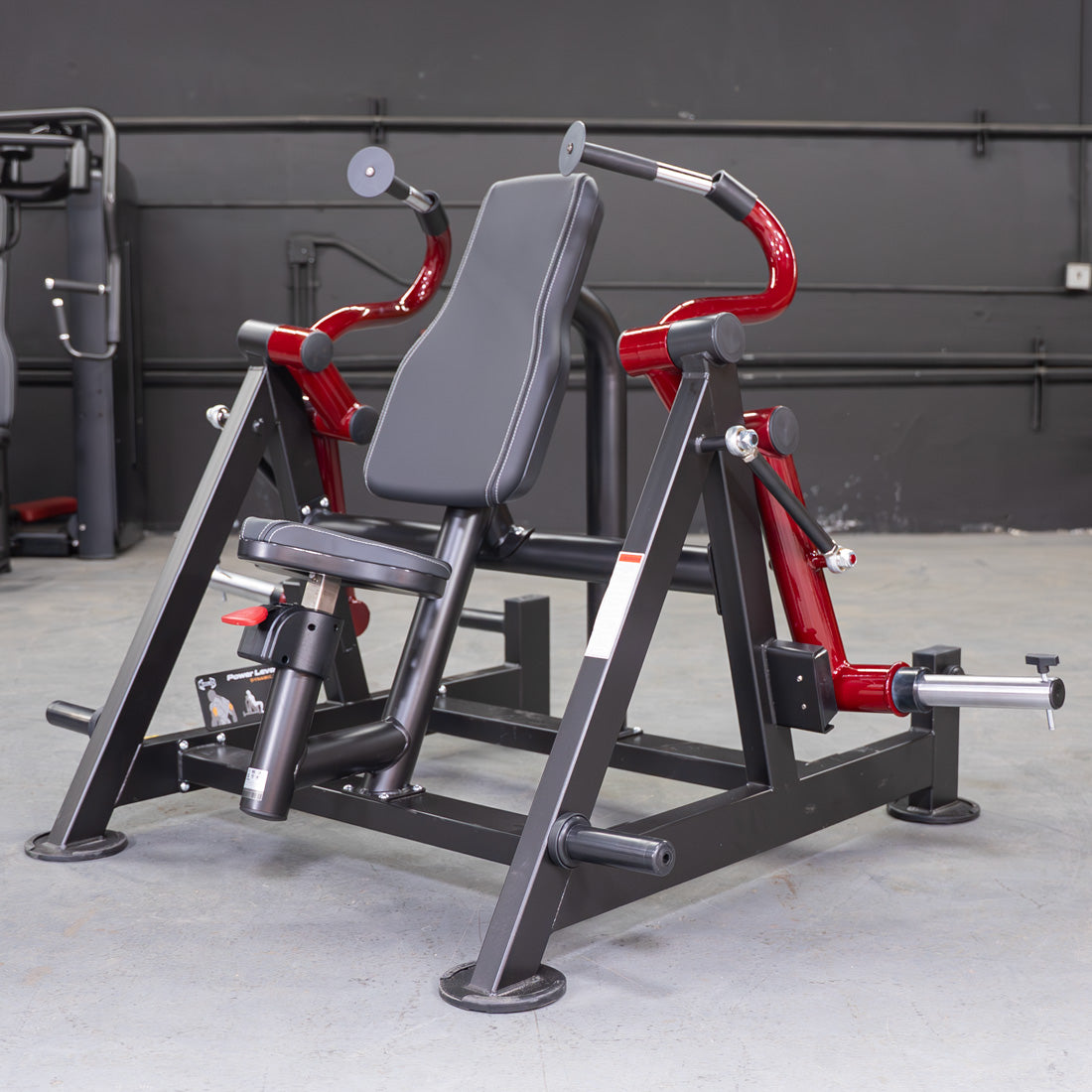 muscle d fitness commercial plate loaded power leverage v2 black and maroon hammer grip triceps machine